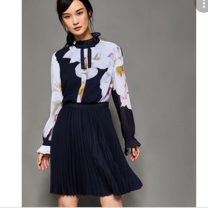 TED BAKER FLORAL PLEATED FIT AND FLARE ELLONIA GARDINIA DRESS 2021 COLLECTION
